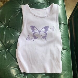 Aerie Purple Butterfly Tank Top